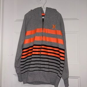 Hurley kids’ Zip-Up Hoodie in Gray and Orange Size Medium